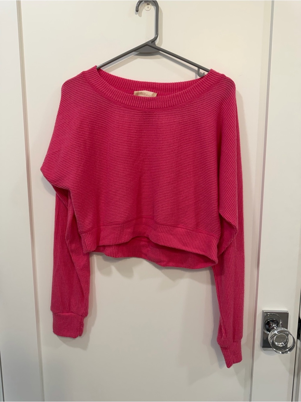 Altar'd State Hot Pink Cropped Ribbed Sweater
